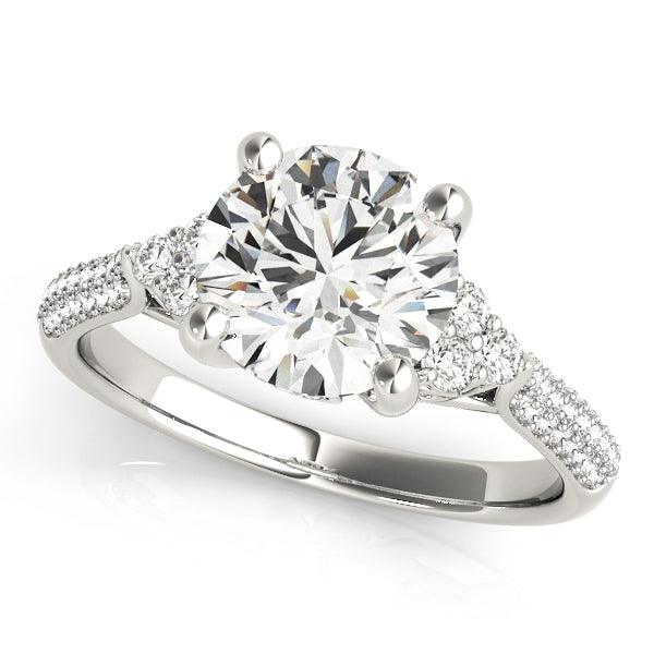 Multirow Pavé Engagement Ring – 14KT Semi-Mount Customizable