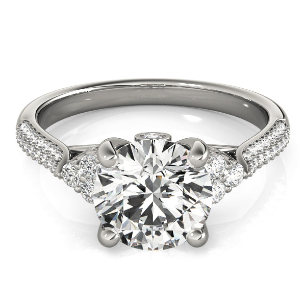 Multirow Pavé Engagement Ring – 14KT Semi-Mount Customizable