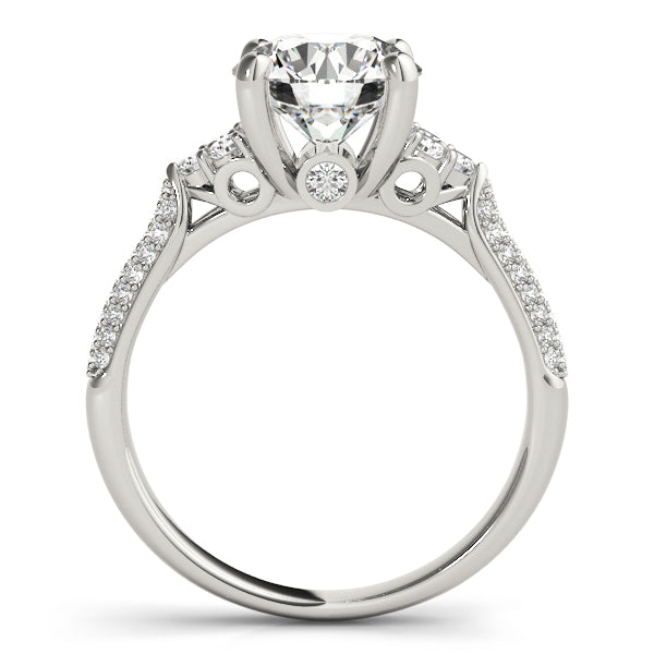 Multirow Pavé Engagement Ring – 14KT Semi-Mount Customizable