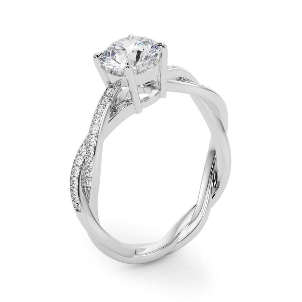 Twisting Round Diamond Engagement Ring Setting
