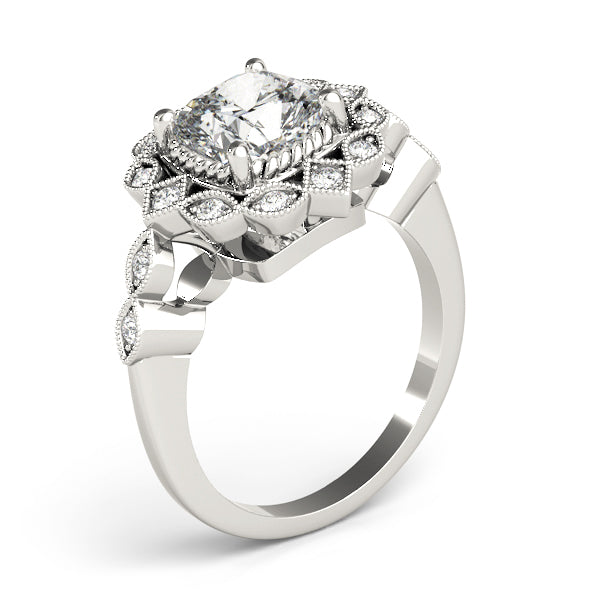 Cushion Cut Color Accent Engagement Ring with Modern Semi-Mount Design