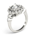 Cushion Cut Color Accent Engagement Ring with Modern Semi-Mount Design