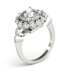 Cushion Cut Color Accent Engagement Ring with Modern Semi-Mount Design