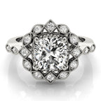 Cushion Cut Color Accent Engagement Ring with Modern Semi-Mount Design