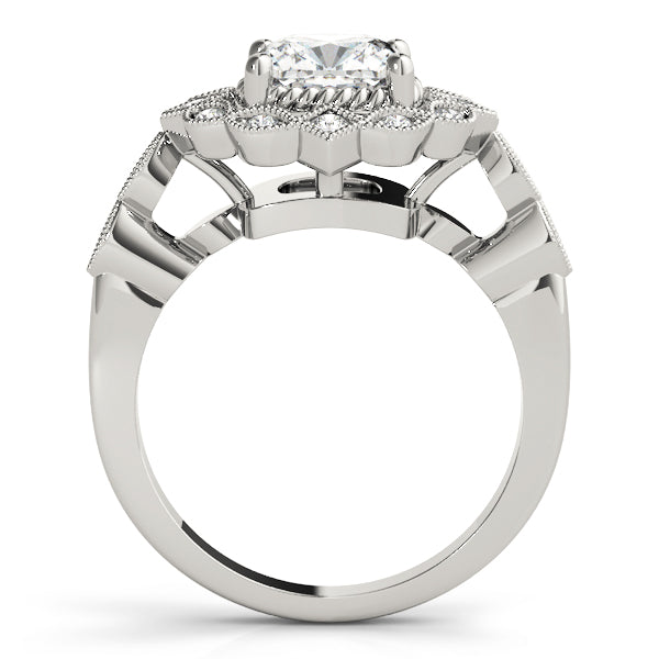 Cushion Cut Color Accent Engagement Ring with Modern Semi-Mount Design