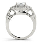 Cushion Cut Color Accent Engagement Ring with Modern Semi-Mount Design