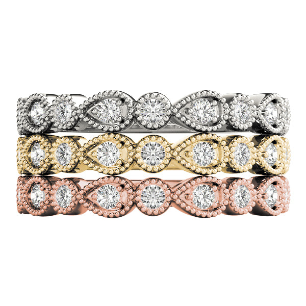Pear and Round Diamond Stackable Band