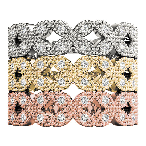 Vintage Milgrain Diamond Stackable Ring