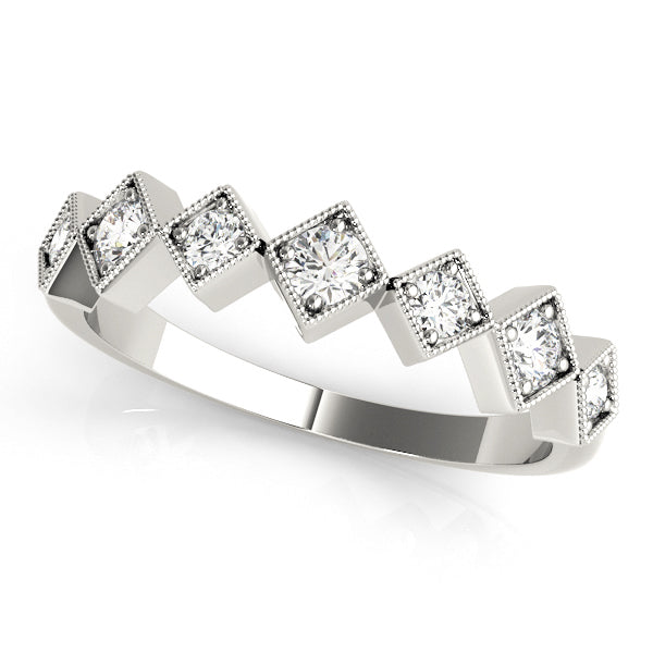 Square Milgrain Diamond Stackable Ring