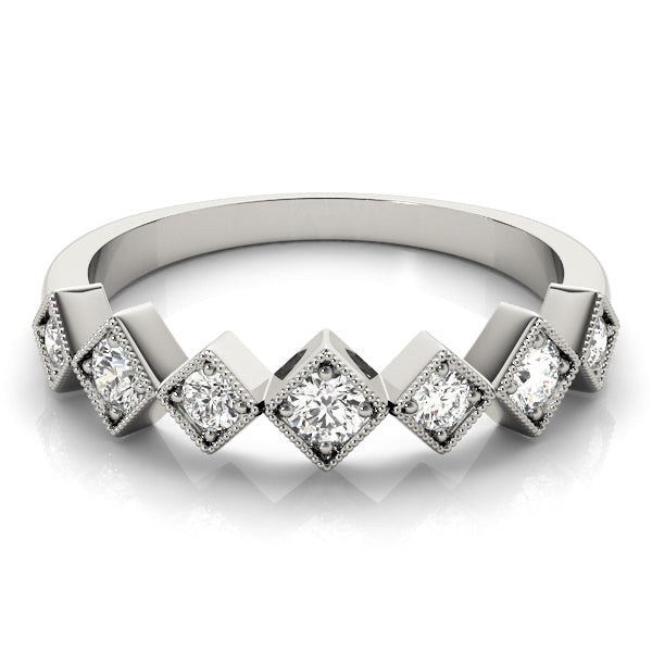 Square Milgrain Diamond Stackable Ring