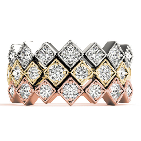 Square Milgrain Diamond Stackable Ring