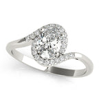 Oval Bypass Halo Engagement Ring