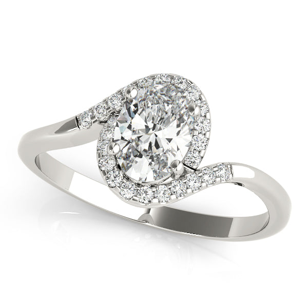 Oval Bypass Halo Engagement Ring