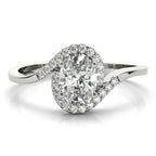 Oval Bypass Halo Engagement Ring