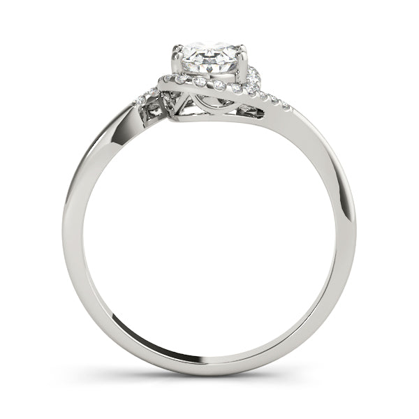 Oval Bypass Halo Engagement Ring