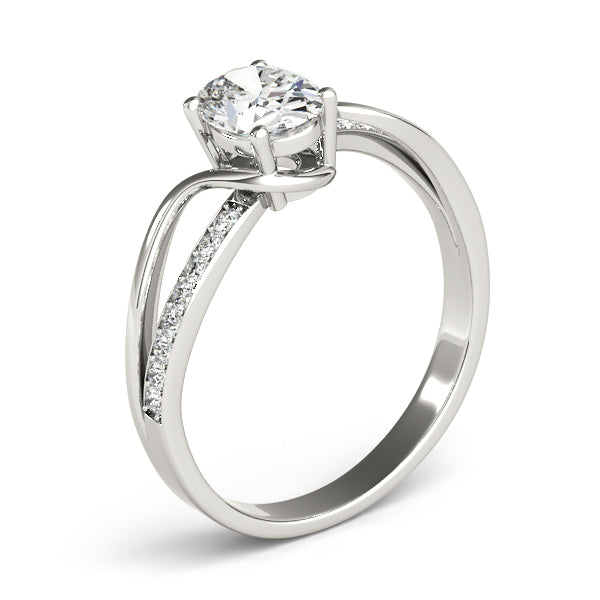 Single Row Bypass Split Shank Diamond Engagement Ring