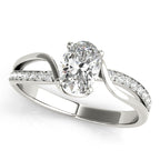 Single Row Bypass Split Shank Diamond Engagement Ring