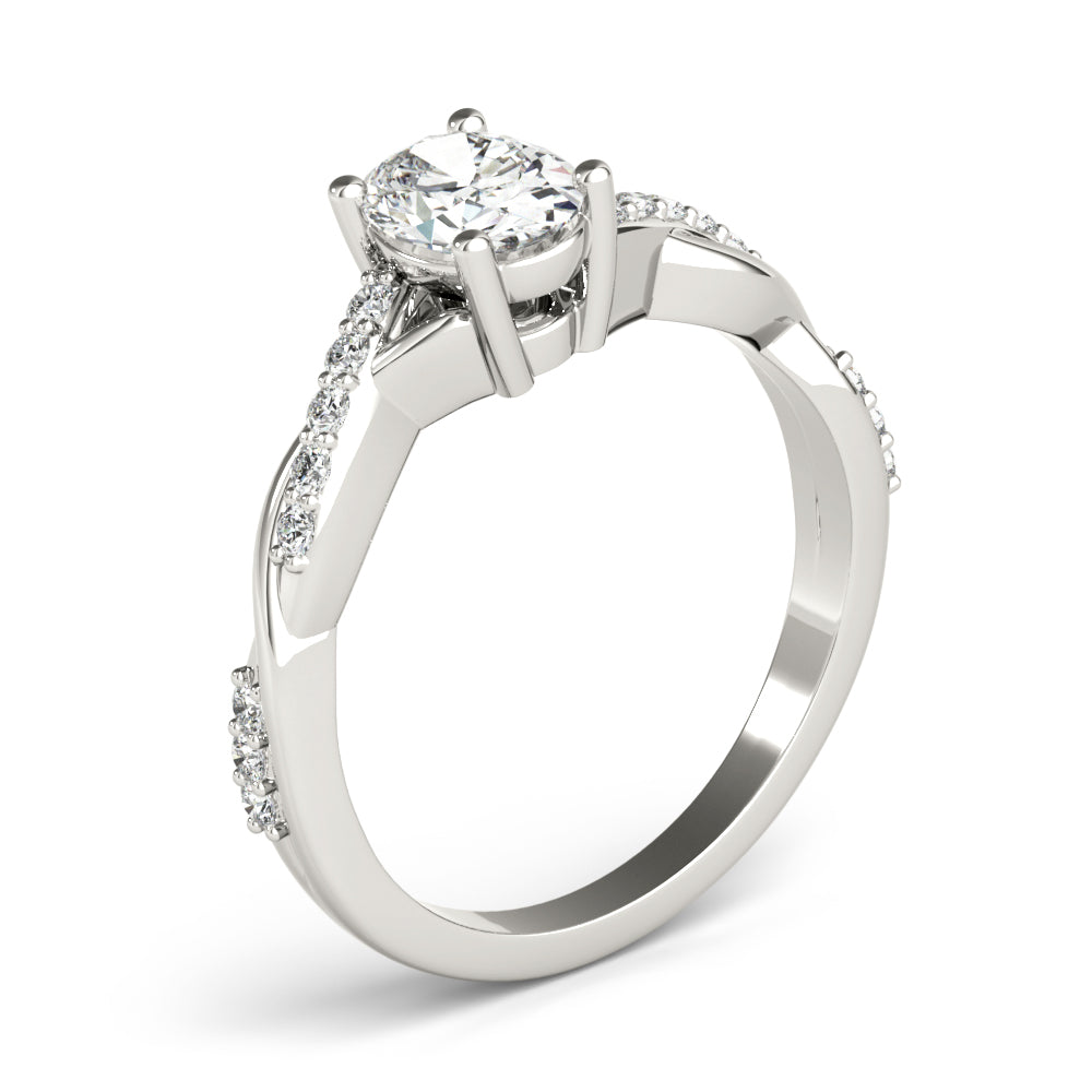Oval Shape Twisted Shank Engagement Ring