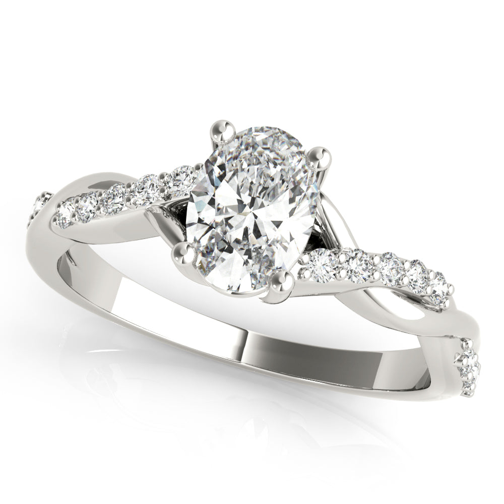 Oval Shape Twisted Shank Engagement Ring