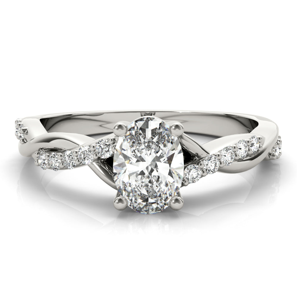 Oval Shape Twisted Shank Engagement Ring