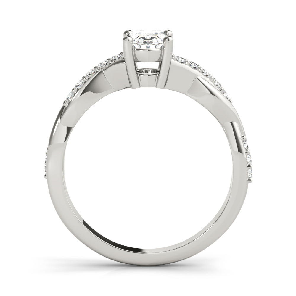 Oval Shape Twisted Shank Engagement Ring