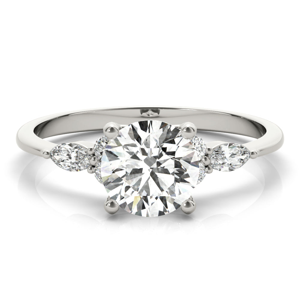 Marquise & Round Diamond Accented Engagement Ring