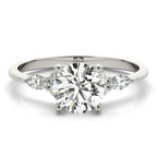 Marquise & Round Diamond Accented Engagement Ring