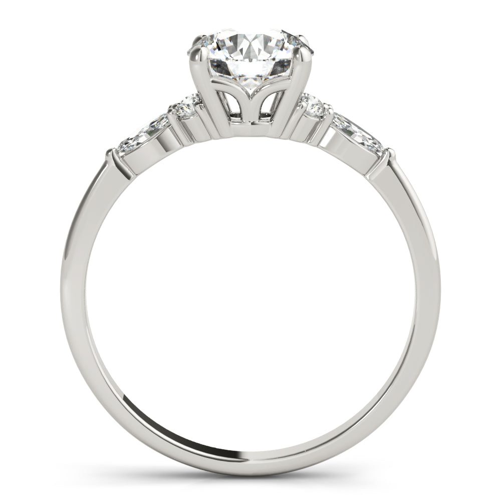 Marquise & Round Diamond Accented Engagement Ring