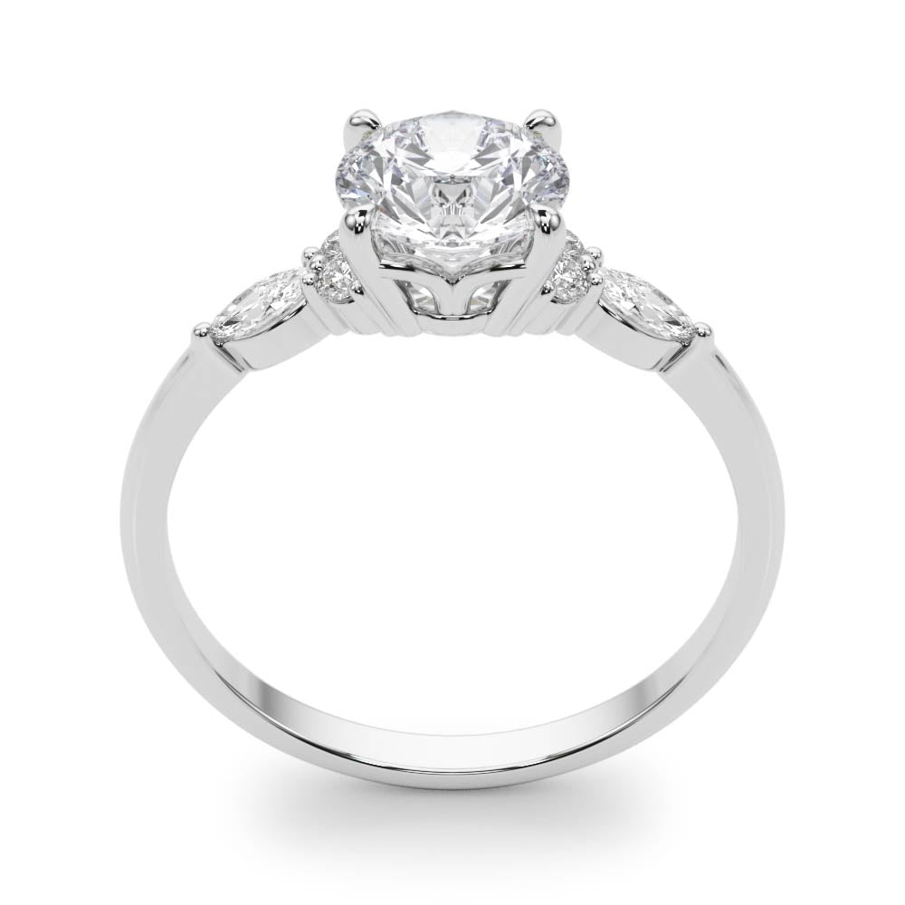 Marquise & Round Diamond Accented Engagement Ring