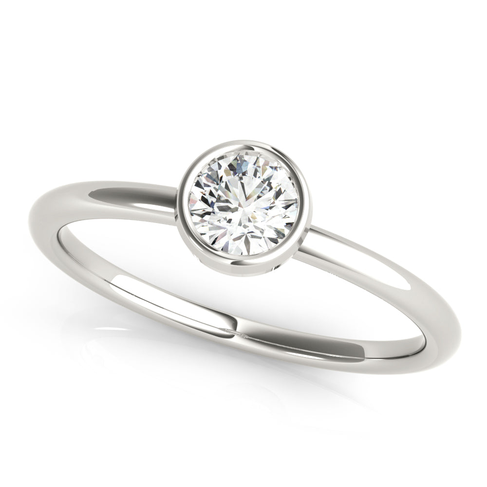 Round Bezel Set Solitaire Stackable Engagement Ring