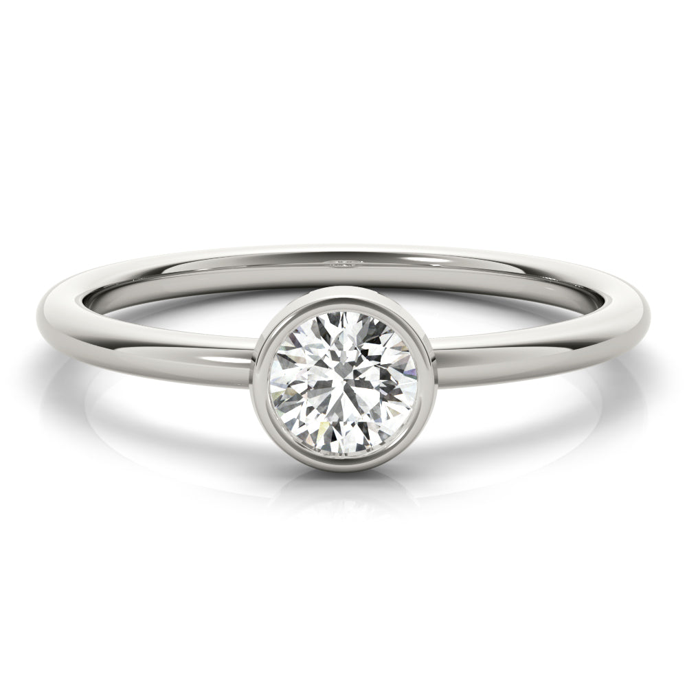Round Bezel Set Solitaire Stackable Engagement Ring