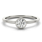 Round Bezel Set Solitaire Stackable Engagement Ring