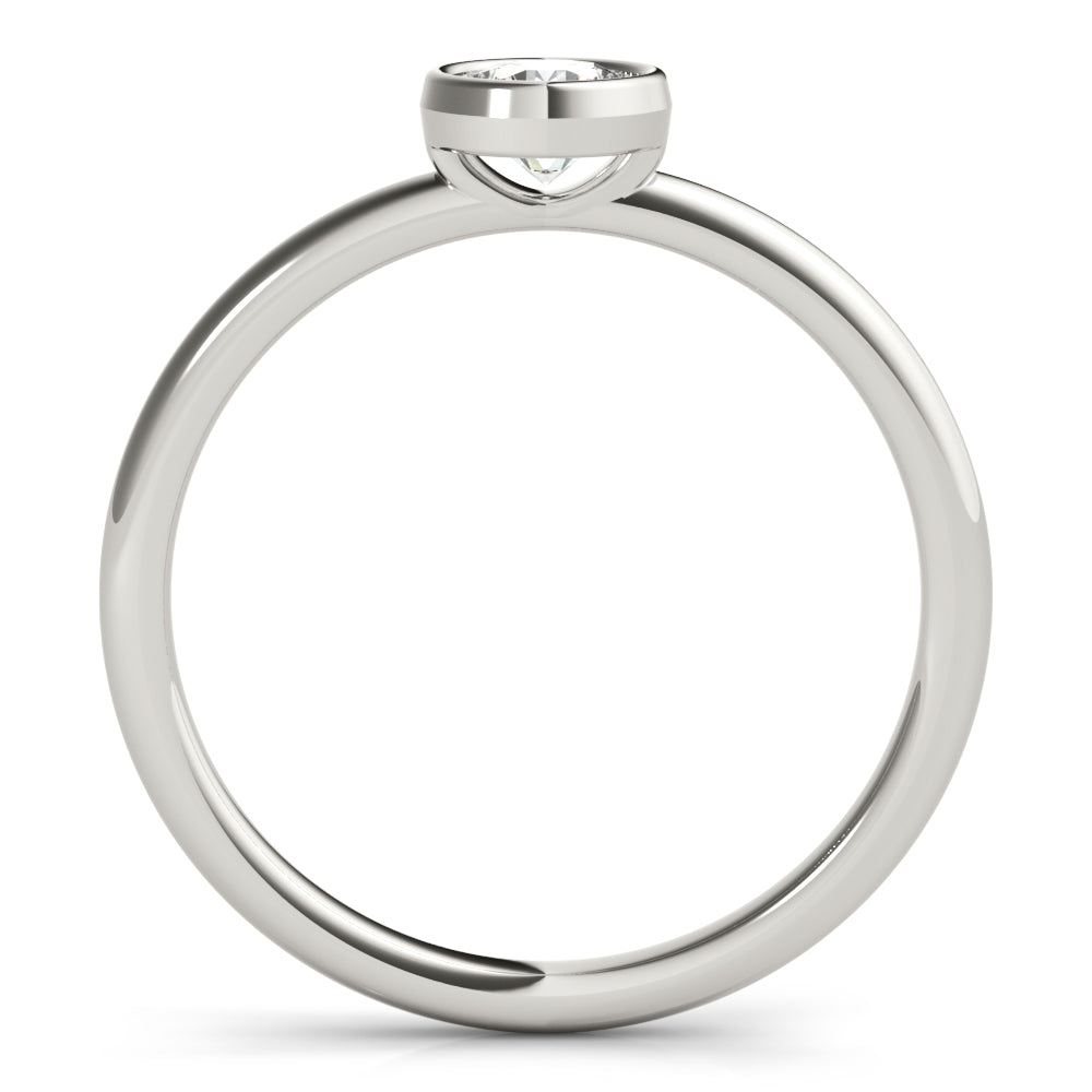 Round Bezel Set Solitaire Stackable Engagement Ring