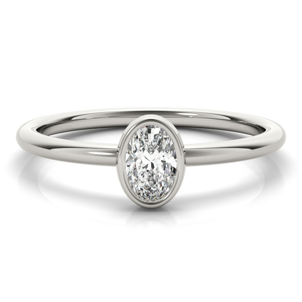 Oval Bezel Set Solitaire Engagement Ring