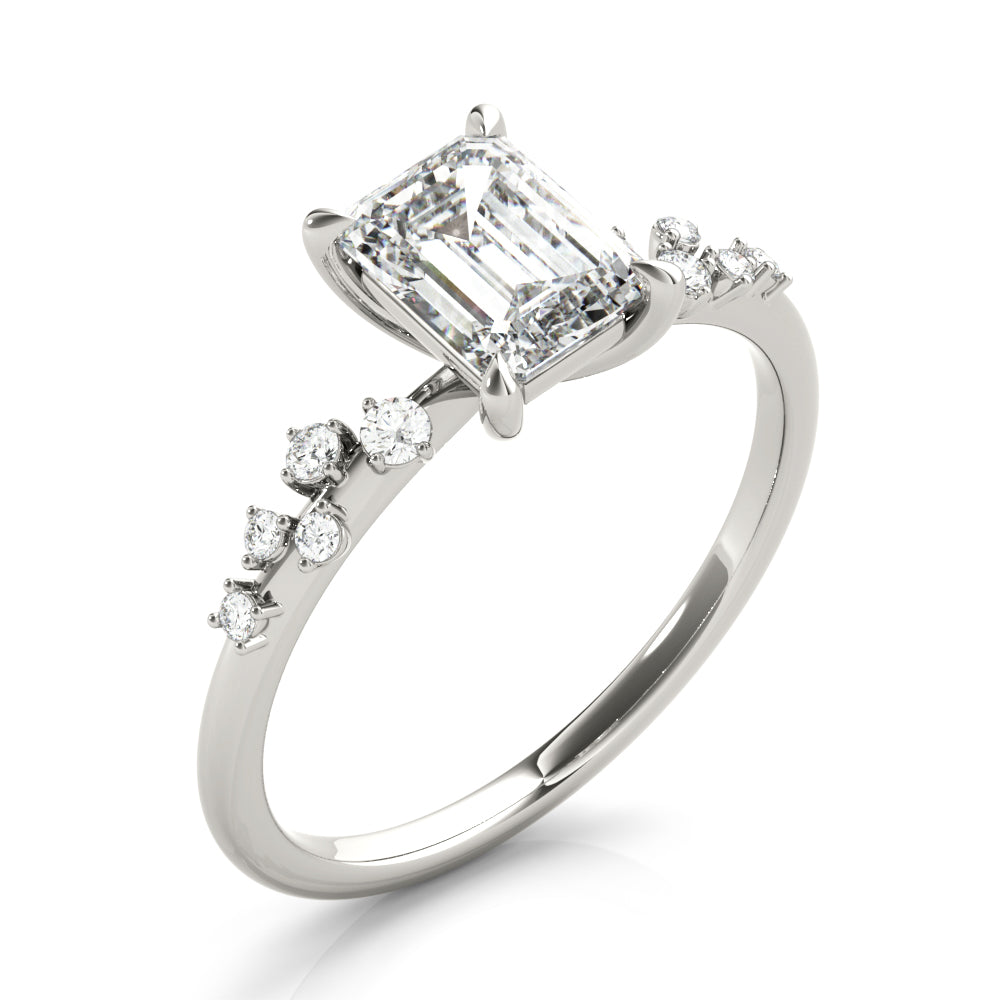 Emerald Cut Diamond Scatter Engagement Ring 0.33 Carat