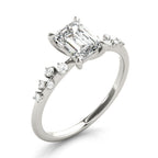 Emerald Cut Diamond Scatter Engagement Ring 0.33 Carat