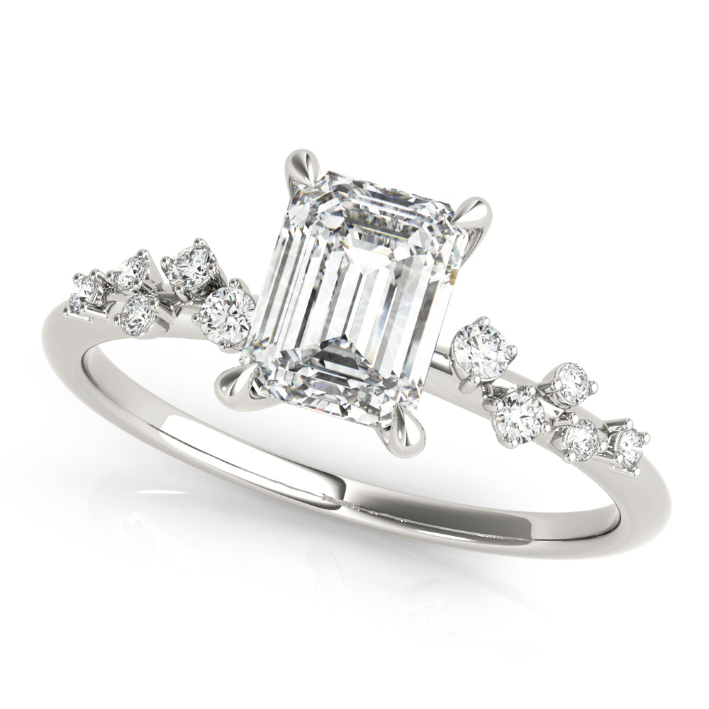 Emerald Cut Diamond Scatter Engagement Ring 0.33 Carat