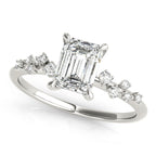 Emerald Cut Diamond Scatter Engagement Ring 0.33 Carat