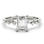 Emerald Cut Diamond Scatter Engagement Ring 0.33 Carat