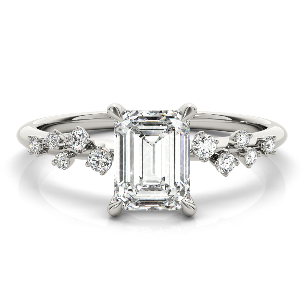Emerald Cut Diamond Scatter Engagement Ring 0.33 Carat