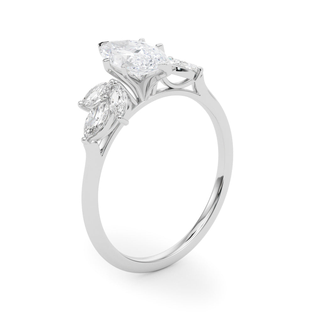 Marquise Cluster Accent Engagement Ring