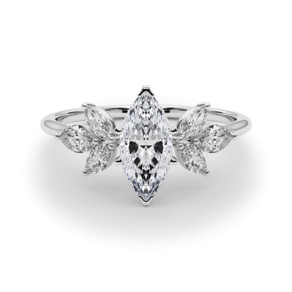 Marquise Cluster Accent Engagement Ring