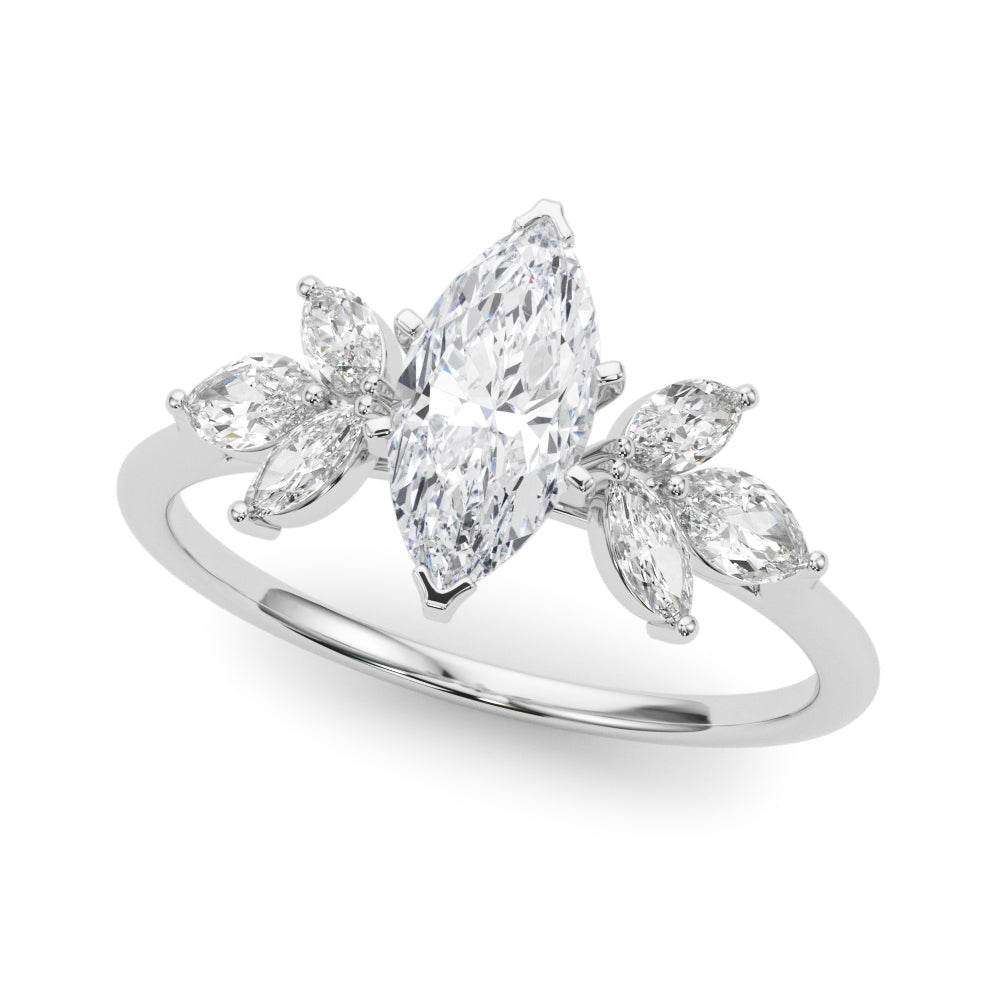Marquise Cluster Accent Engagement Ring