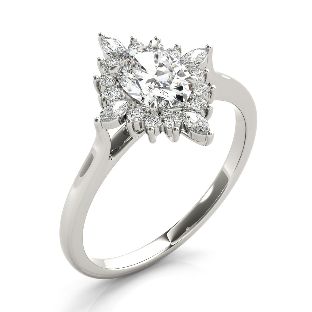 Oval Halo Diamond Engagement Ring 6x4mm Setting