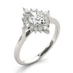 Oval Halo Diamond Engagement Ring 6x4mm Setting