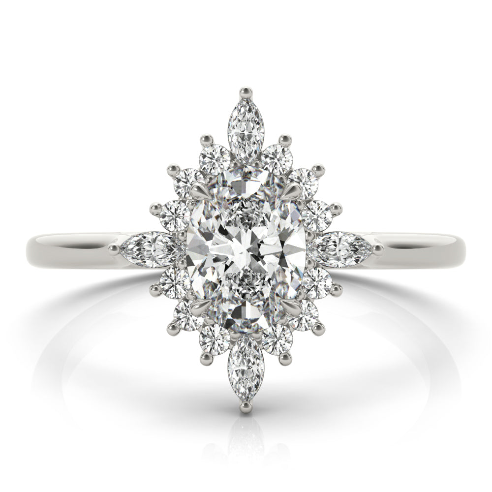 Oval Halo Diamond Engagement Ring 6x4mm Setting