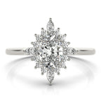Oval Halo Diamond Engagement Ring 6x4mm Setting