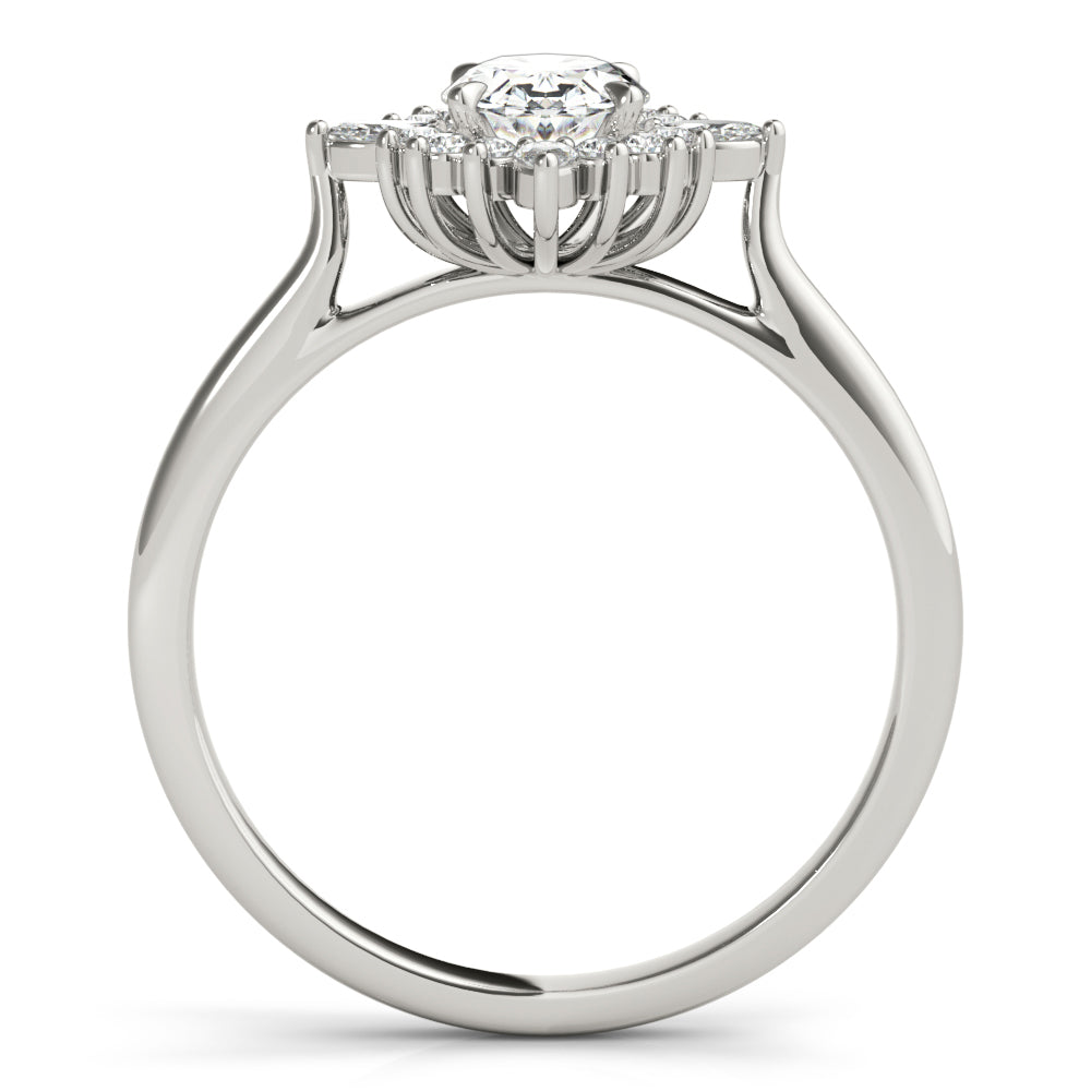 Oval Halo Diamond Engagement Ring 6x4mm Setting
