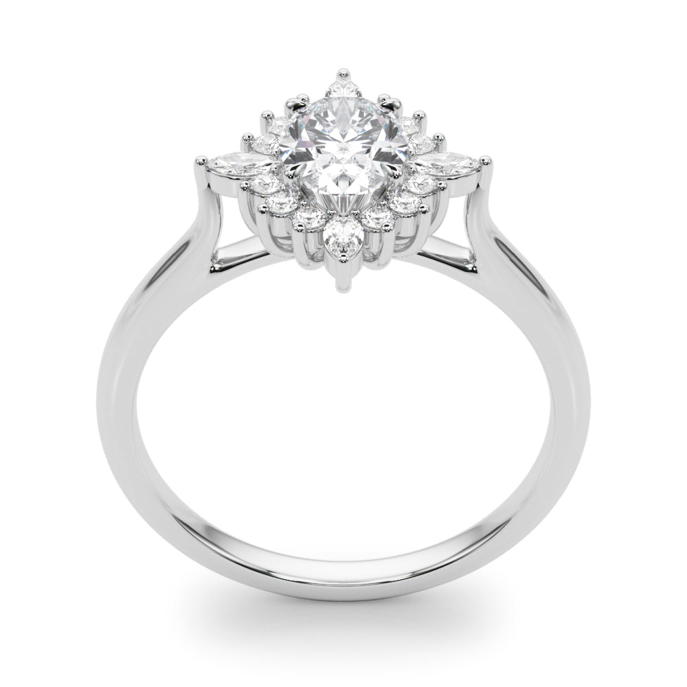 Oval Halo Diamond Engagement Ring 6x4mm Setting