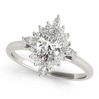 Oval Halo Diamond Engagement Ring 6x4mm Setting